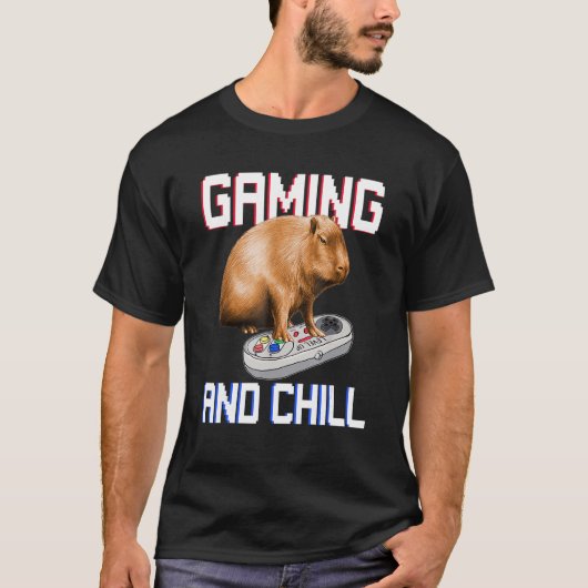 カピバラのゲームプレイ 野生動物 カピバラ Tシャツ (正面)