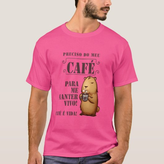カピバラのコーヒー家族 Tシャツ (正面)