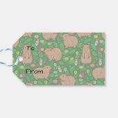 カピバラのスケッチと春の花付き緑 ギフトタグ (裏面横)