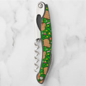 カピバラのスケッチと春の花付き緑 ソムリエナイフ (正面)