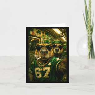 カピバラのセルフィー St. Patrick's Day ヒップホップギャングスタ カード