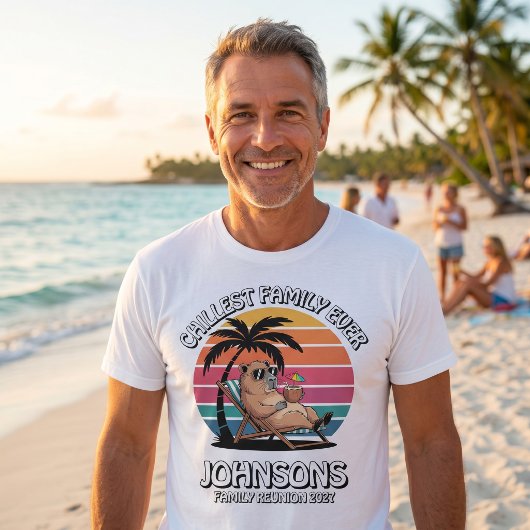 カピバラのチルな家族の再会 レトロサンセット Tシャツ