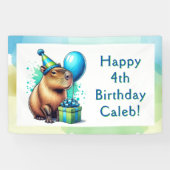 カピバラのテーマの男の子の誕生日パーティーのオーダーメイド 横断幕 (横)