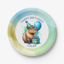 カピバラのテーマの男の子の誕生日パーティー オリジナルグッズ ペーパープレート