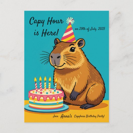 カピバラのテーマの誕生日招待状のポストカード ポストカード (正面)
