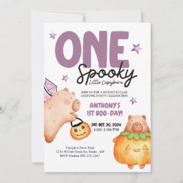 カピバラのハロウィンパーティー 1歳の誕生日おめでとう Spooky One 招待状