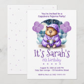 カピバラのパジャマ誕生日パーティー招待状 招待状 (正面/裏面)