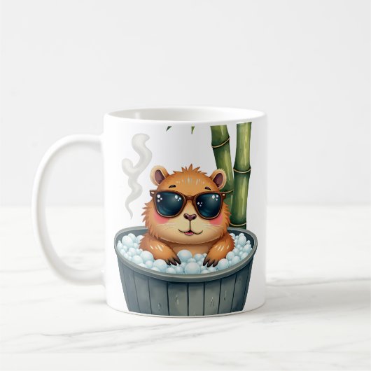 カピバラのホットタブリラクゼーションストレス解消ステッカー コーヒーマグカップ (左)
