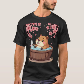 カピバラのホットタブリラクゼーション かわいいステッカー コテージ Tシャツ