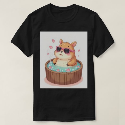 カピバラのホットタブ リラクゼーション ステッカー カピバラの雰囲気 Tシャツ (デザイン正面)