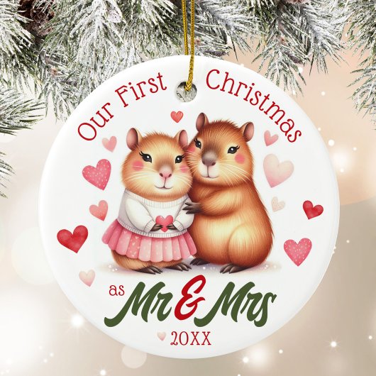 カピバラの初めてのクリスマスたちミスター結婚したズ セラミックオーナメント