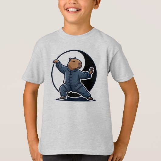 カピバラの太極拳マスター陰陽武術 Tシャツ (正面)