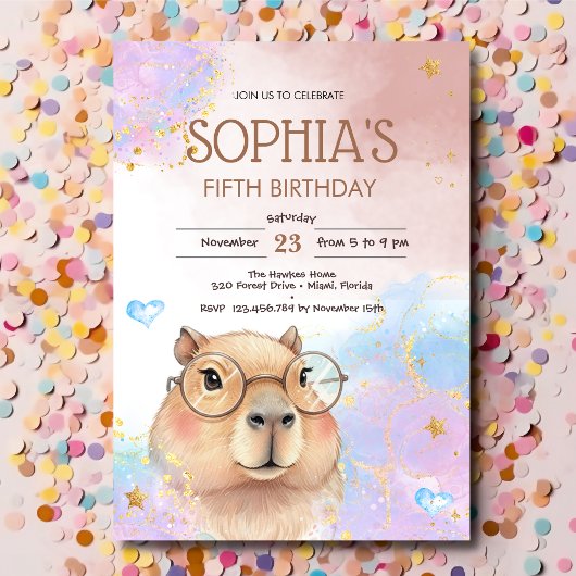 カピバラの子供の誕生日 招待状