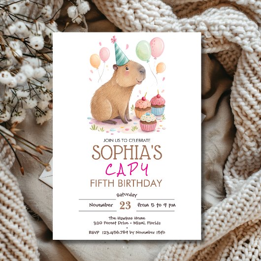 カピバラの子供の誕生日 招待状