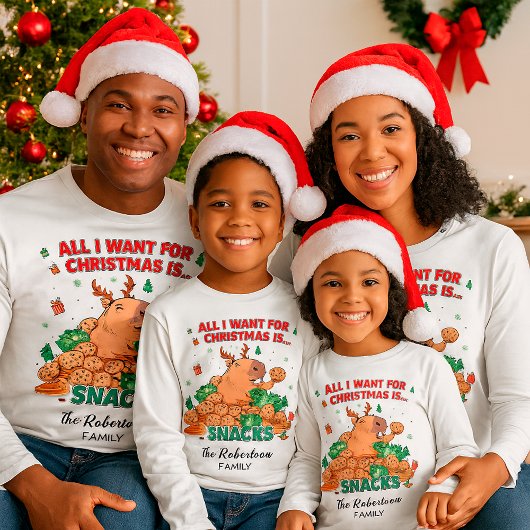 カピバラの家族の名前のカスタマイズ可能なクリスマス Tシャツ