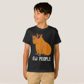 カピバラの引きこもり 人々嫌い コミカル 引用 嫌味 Tシャツ (正面フル)