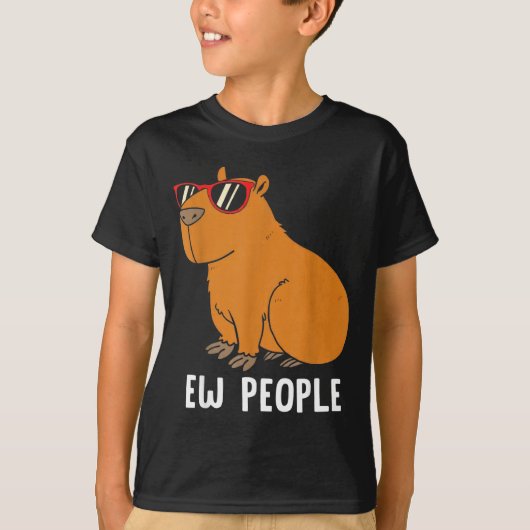 カピバラの引きこもり 人々嫌い コミカル 引用 嫌味 Tシャツ (正面)