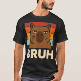 カピバラの挨拶と共に「ブルー」とつぶやく面白いミームのペットグッズ Tシャツ