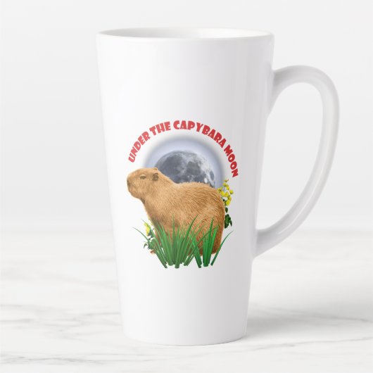 カピバラの月の下で ふわふわ動物 カフェラテマグ (右)