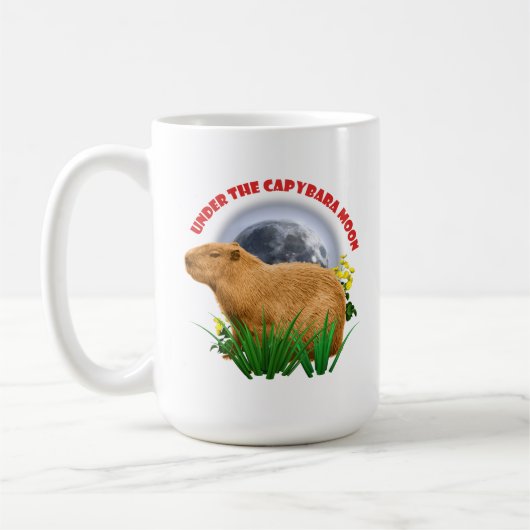 カピバラの月の下で ふわふわ動物 コーヒーマグカップ (左)
