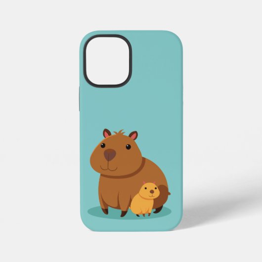 カピバラの母と子のスマホケース iPhoneケース (裏面)