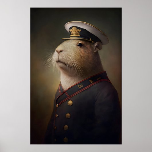 カピバラの水兵ビンテージポスター、アートポスター印刷 ポスター (正面)