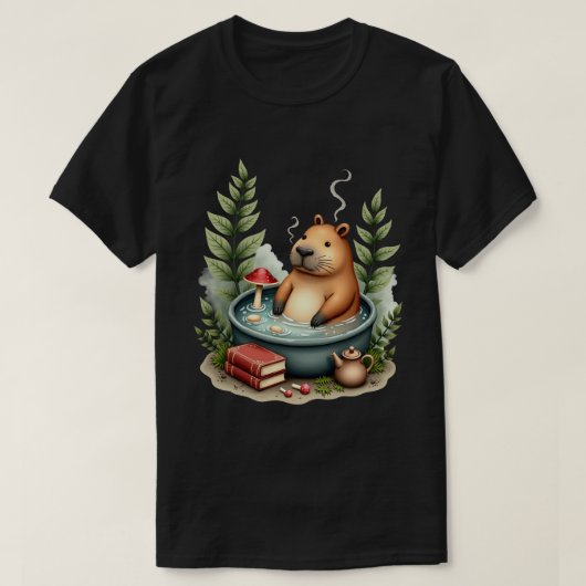 カピバラの温泉コテージコアキノコポエトコア Tシャツ (デザイン正面)