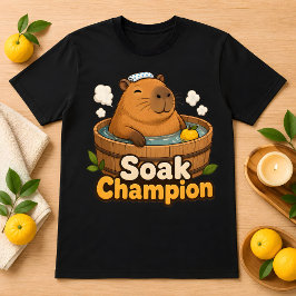 カピバラの湯めぐりチャンピオン かわいい温泉Tシャツ Tシャツ