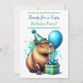 カピバラの男の子の誕生日パーティー 招待状 (正面)