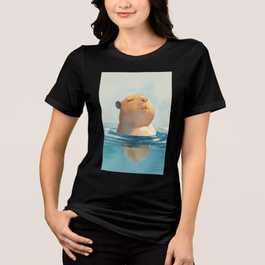 カピバラの穏やかな瞬間 トライブレンドTシャツ (正面)