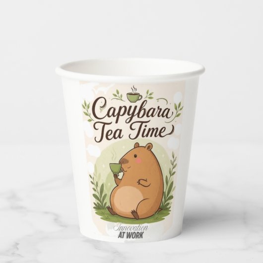 カピバラの紅茶タイム | かわいいカピバラのティータイム 紙コップ (正面)