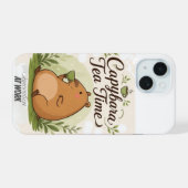 カピバラの紅茶タイム | かわいいカピバラのティータイム iPhone 15ケース (裏面横)