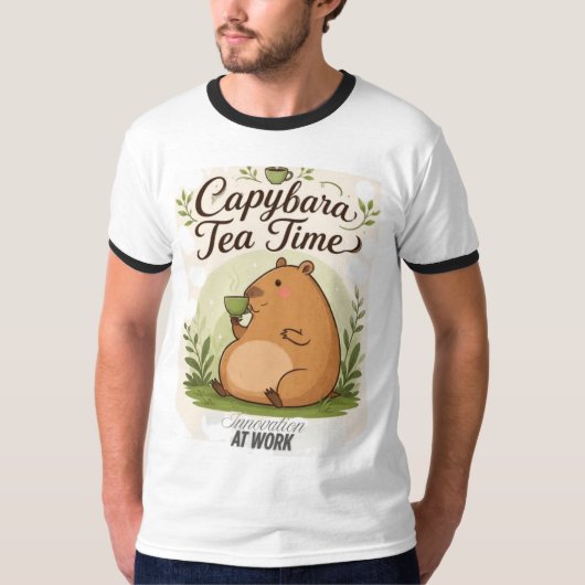 カピバラの紅茶タイム | かわいいカピバラのティータイム Tシャツ (正面)