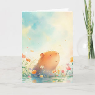 カピバラの花の池のリトリート カード