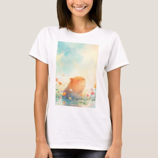 カピバラの花の池のリトリート Tシャツ (正面)
