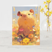 カピバラの草原のリトリート カード (黄色い花)