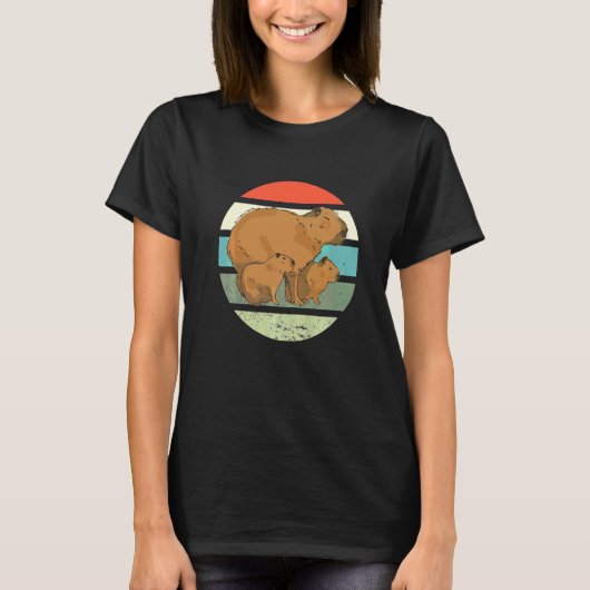 カピバラの親子 Tシャツ (正面)
