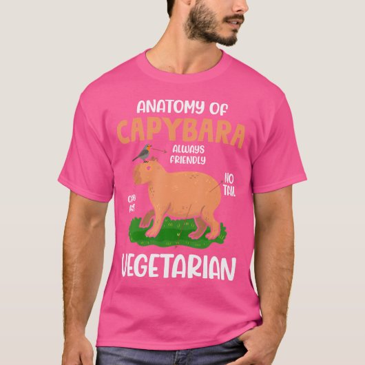 カピバラの解剖学おもしろいCavies Rodent Capybara L Tシャツ (正面)