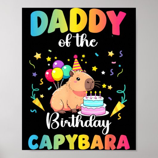 カピバラの誕生日のお姫様のお父さん 誕生日パーティー ポスター (正面)