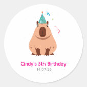 カピバラの誕生日ステッカー ラウンドシール (正面)