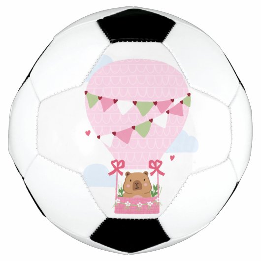 カピバラの誕生日パーティーのキッズ時計 サッカーボール (正面)