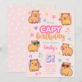 カピバラの誕生日パーティーの招待状 招待状 (正面/裏面)