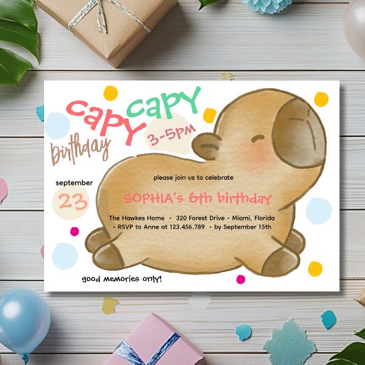 カピバラの誕生日招待状 招待状