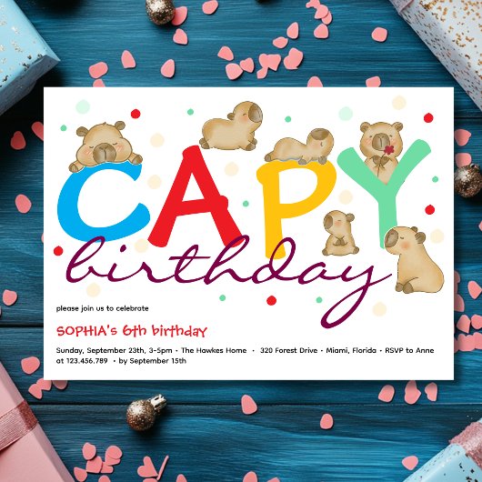 カピバラの誕生日招待状 招待状