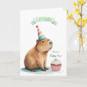 カピバラの誕生日 お誕生日おめでとう かわいい動物 カード (黄色い花)