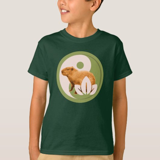 カピバラの陰陽マーク ゼンな自然 Tシャツ (正面)