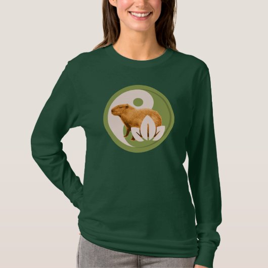 カピバラの陰陽マーク ゼン ネイチャー Tシャツ (正面)