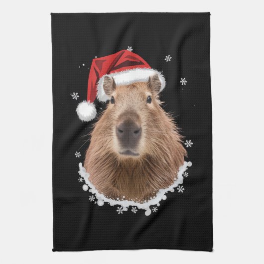 カピバラの面白いクリスマス キッチンタオル (縦)