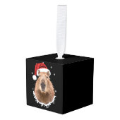 カピバラの面白いクリスマス キューブオーナメント (正面アングル)