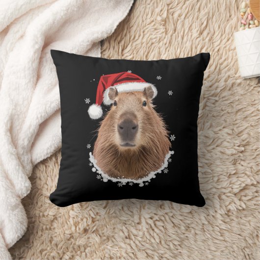 カピバラの面白いクリスマス クッション (ブランケット)